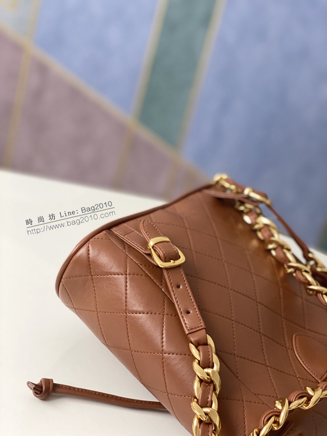 Chanel專櫃新款Vintage雙肩包 88792大 香奈兒經典雙c logo菱格紋小羊皮女士背包 djc4637